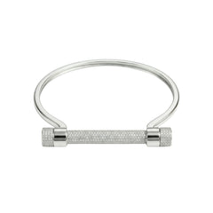 Silver Pave Screw Bar Bangle Bracelet