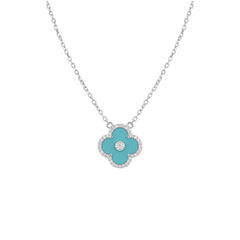 Silver Turquoise Clover Pendant