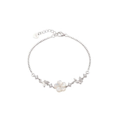 Silver Mother-of-Pearl Blossom & Butterfly Bracelet