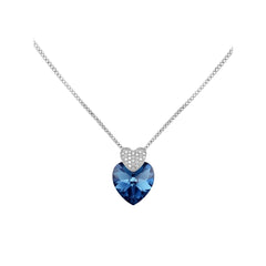 Silver Deep Blue Double Heart Pendant
