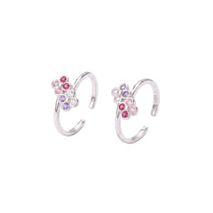 Silver Colourful Blossom Toe Ring