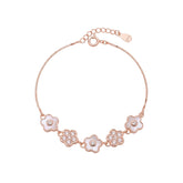 925 Silver Rose gold Flower Design Chain Bracelet