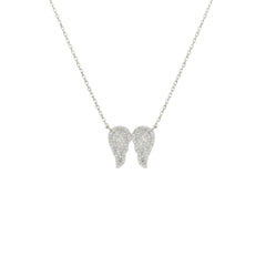 Silver Sparkling guardian angel wings chain pendant for her