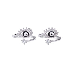 Silver Classic Evil Eye Shield Toe Ring for Her