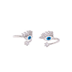 Silver Blue Evil Eye Protection Toe Ring