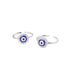 Silver Circular Evil Eye Adjustable Toe Ring