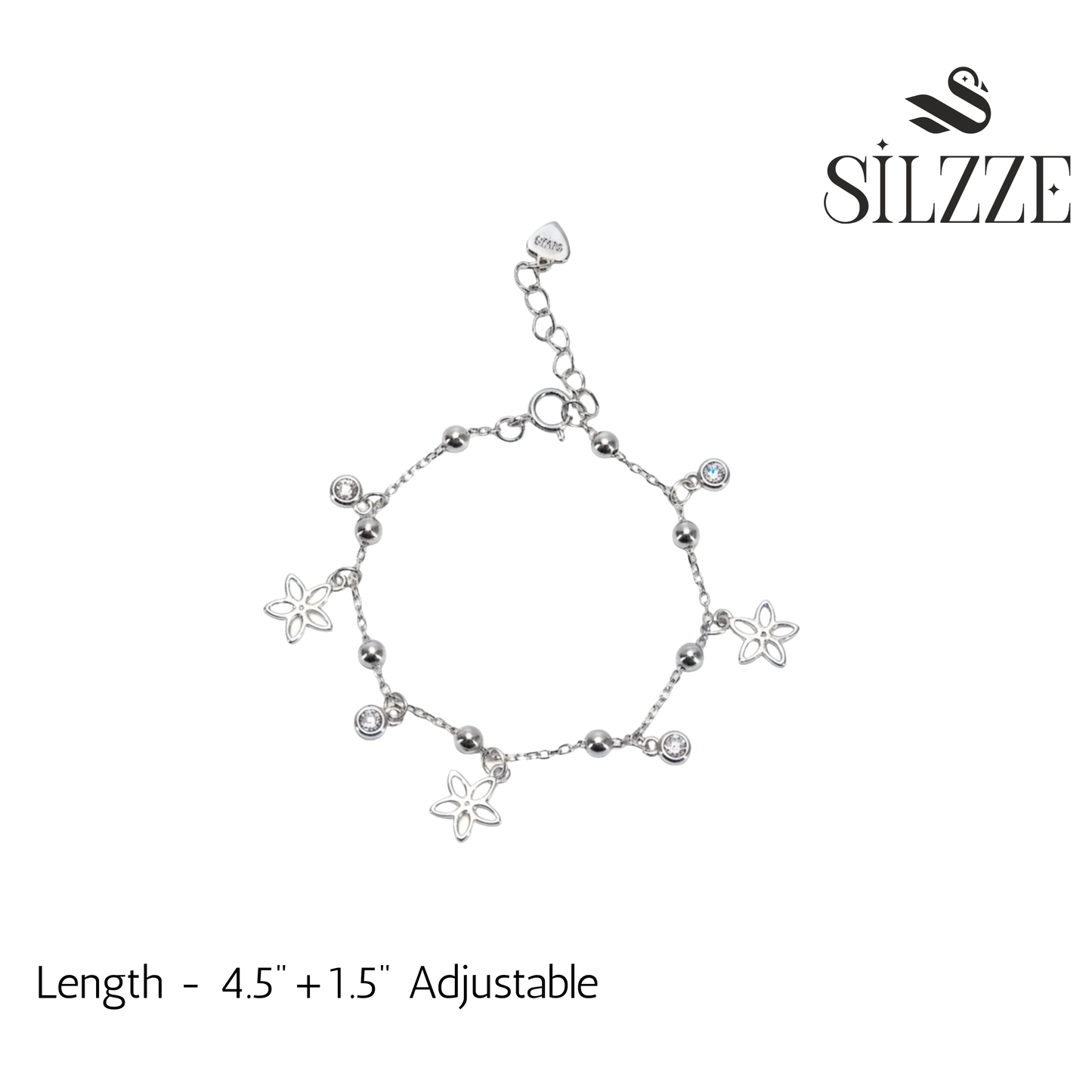 Silver Dainty Flower Charm Kids Bracelet