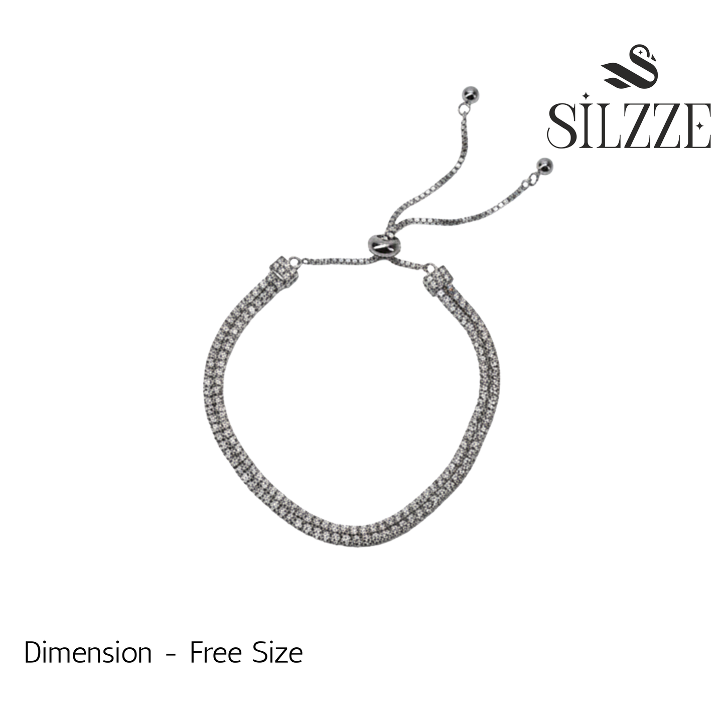 Silver Dual Row Crystal Chain Bracelet