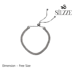 Silver Dual Row Crystal Chain Bracelet