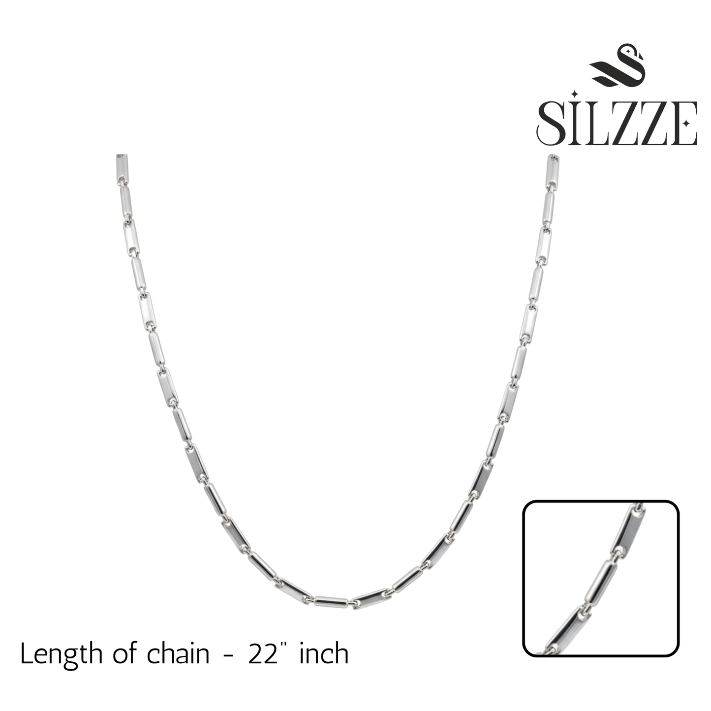 Silver Stick Bar Chain For Him