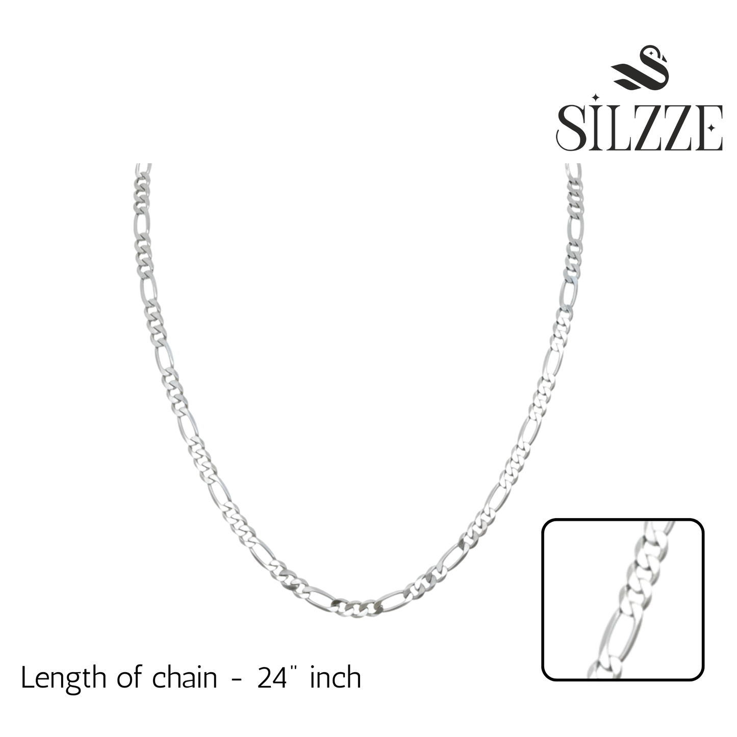 Silver Classic Figaro Chain For Him