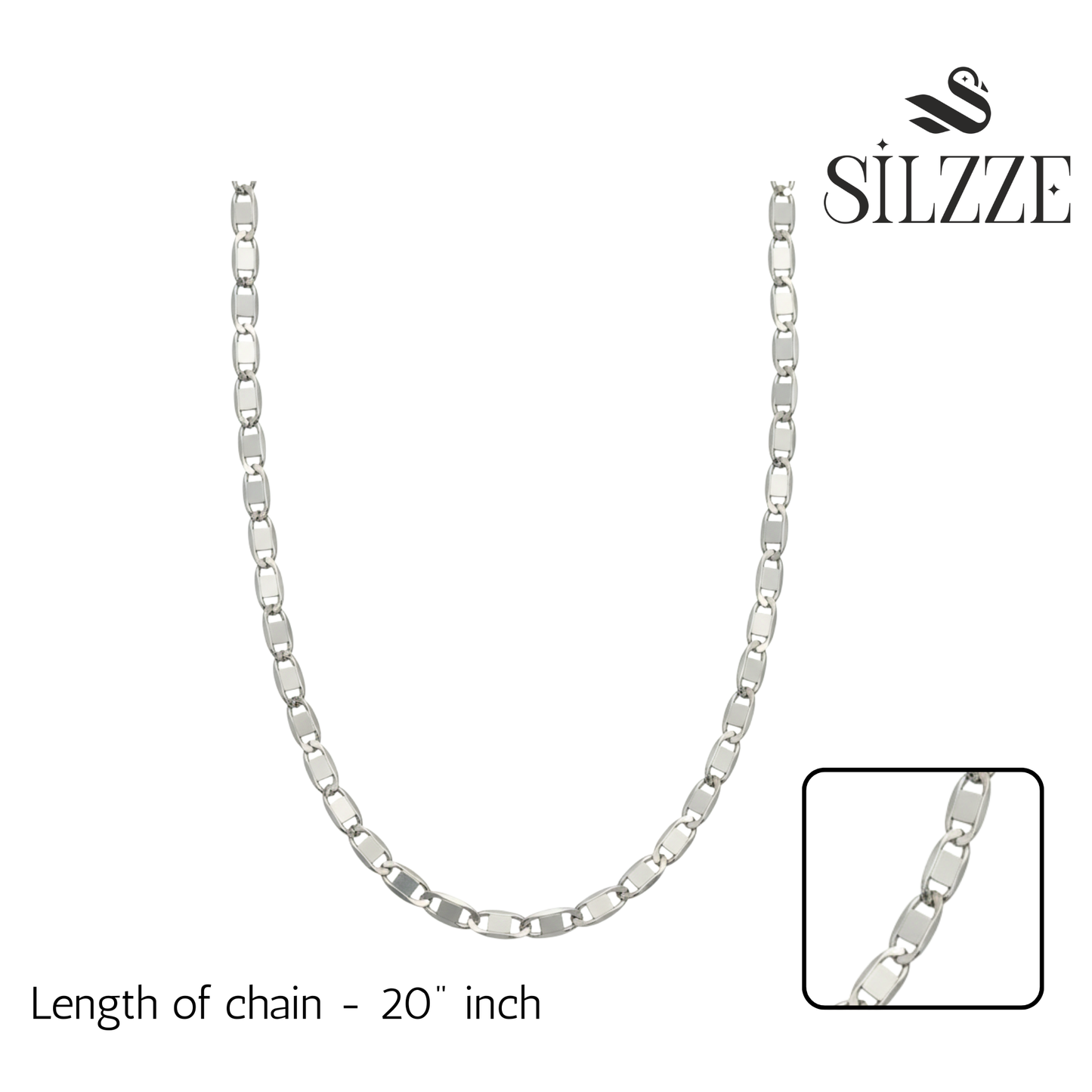 Silver Flat Jazzy Chain For Him