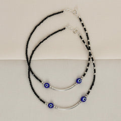 Silver Modern & Trendy Evil eye silver bar Anklets for her