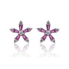 Silver Radiant Pink Floral Pendant Set