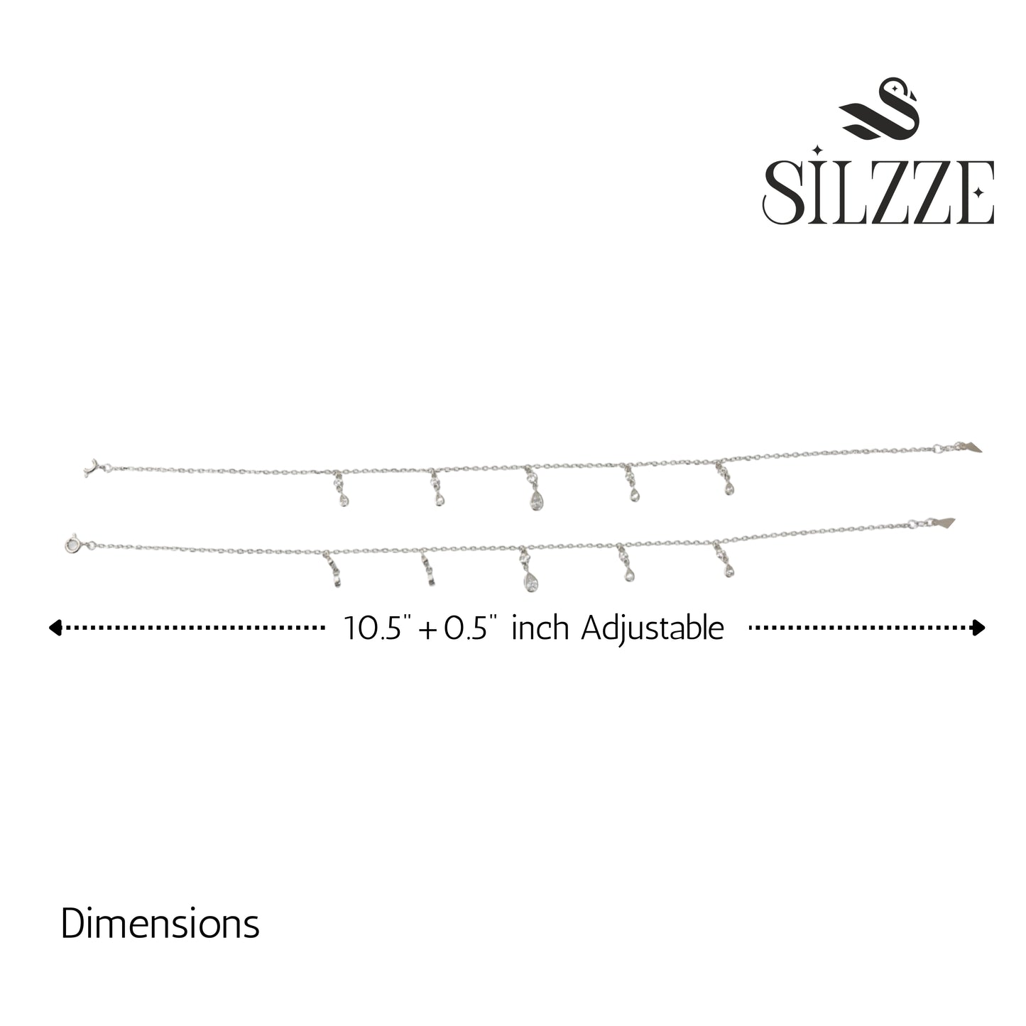 Silver Teardrop Charms Anklet for the cute her