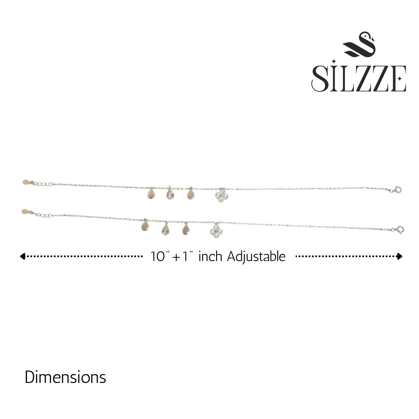 925 Silver Clover Aesthetic & Elegant Charms Anklet for her