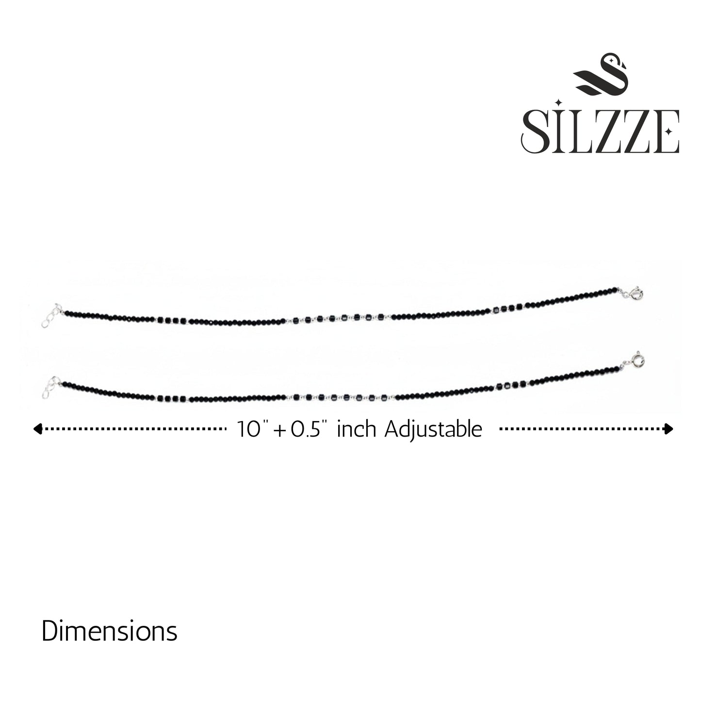 Silver Modern and classic Black beads Design Anklets For her