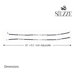 Silver Textured Modern Black beads anklets For her