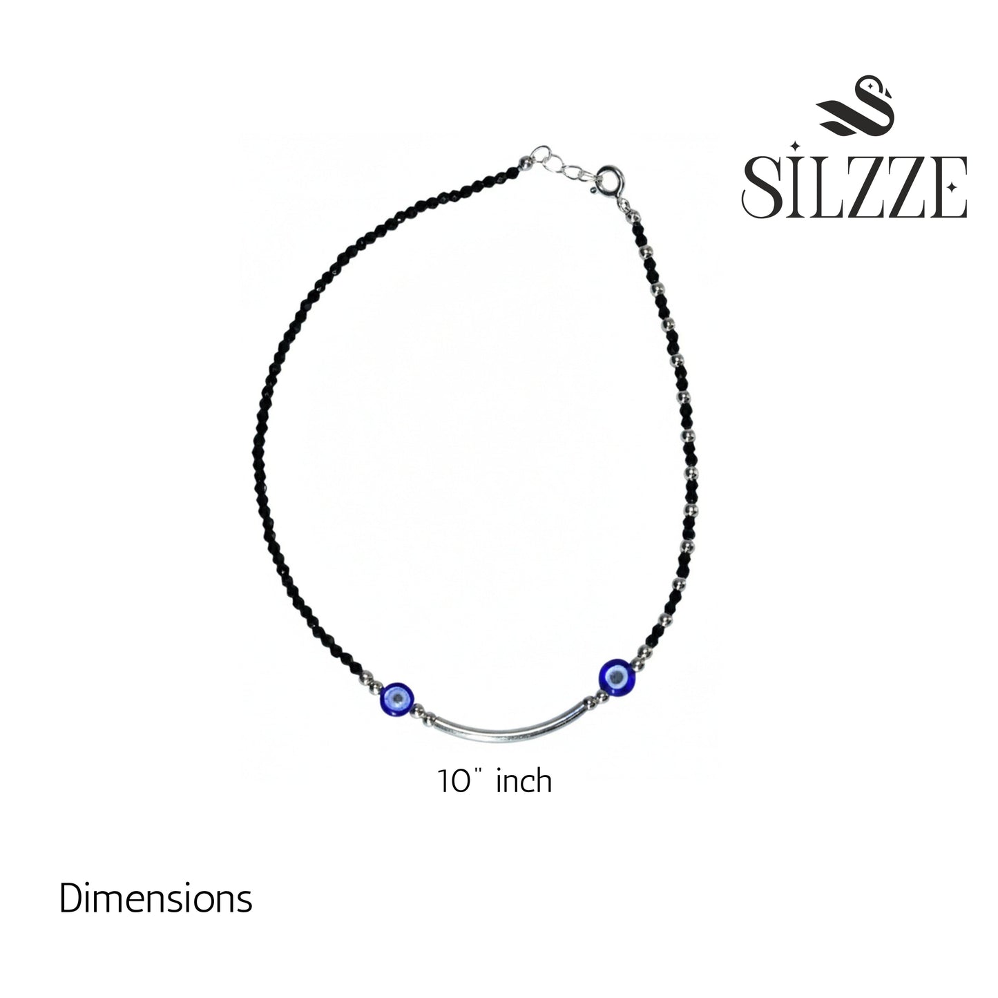 Silver Modern & Trendy Evil eye silver bar Anklets for her