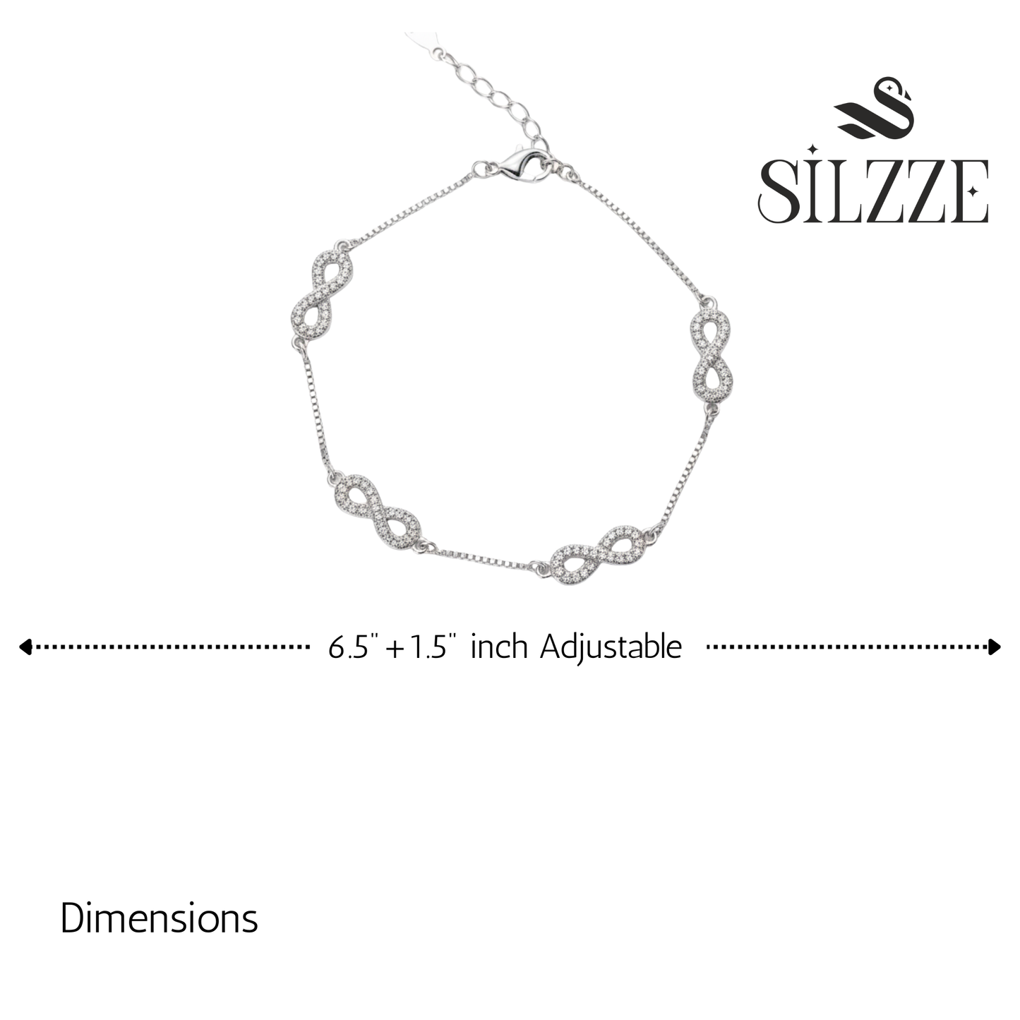 Silver Multi infinity Box chain Bracelet for her