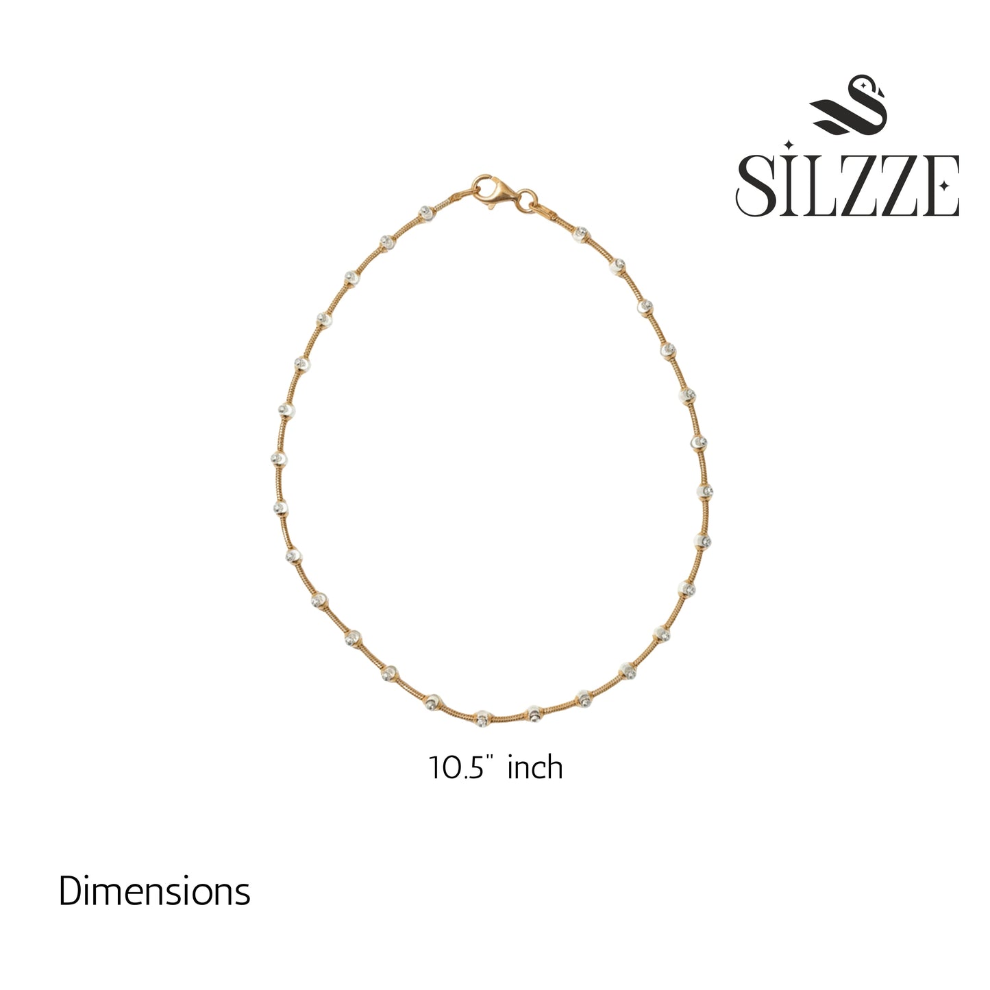 Rose gold luminous Silver Beads Anklet for her