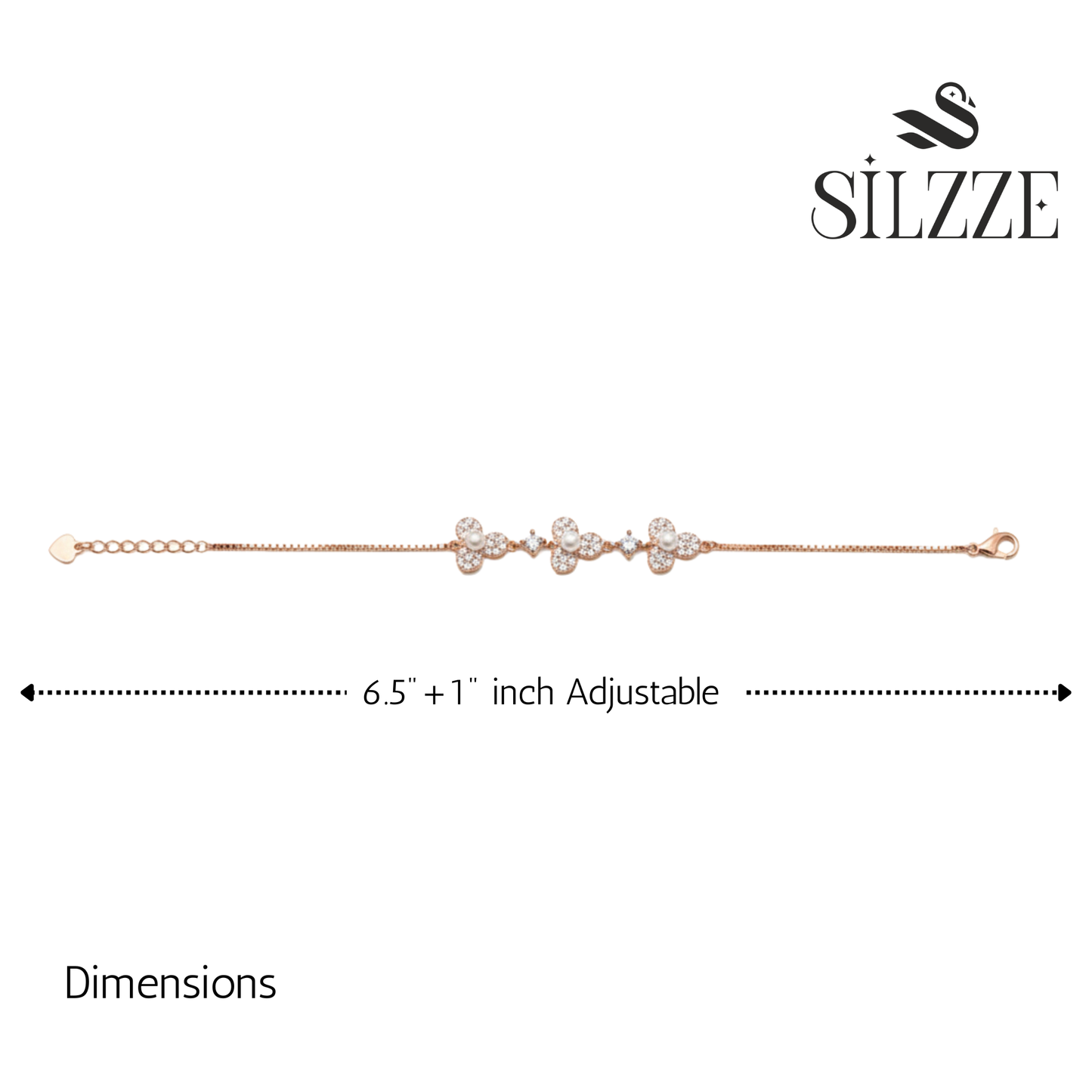 Silver Rose gold stylish Pearl Floral Chain Bracelet for her