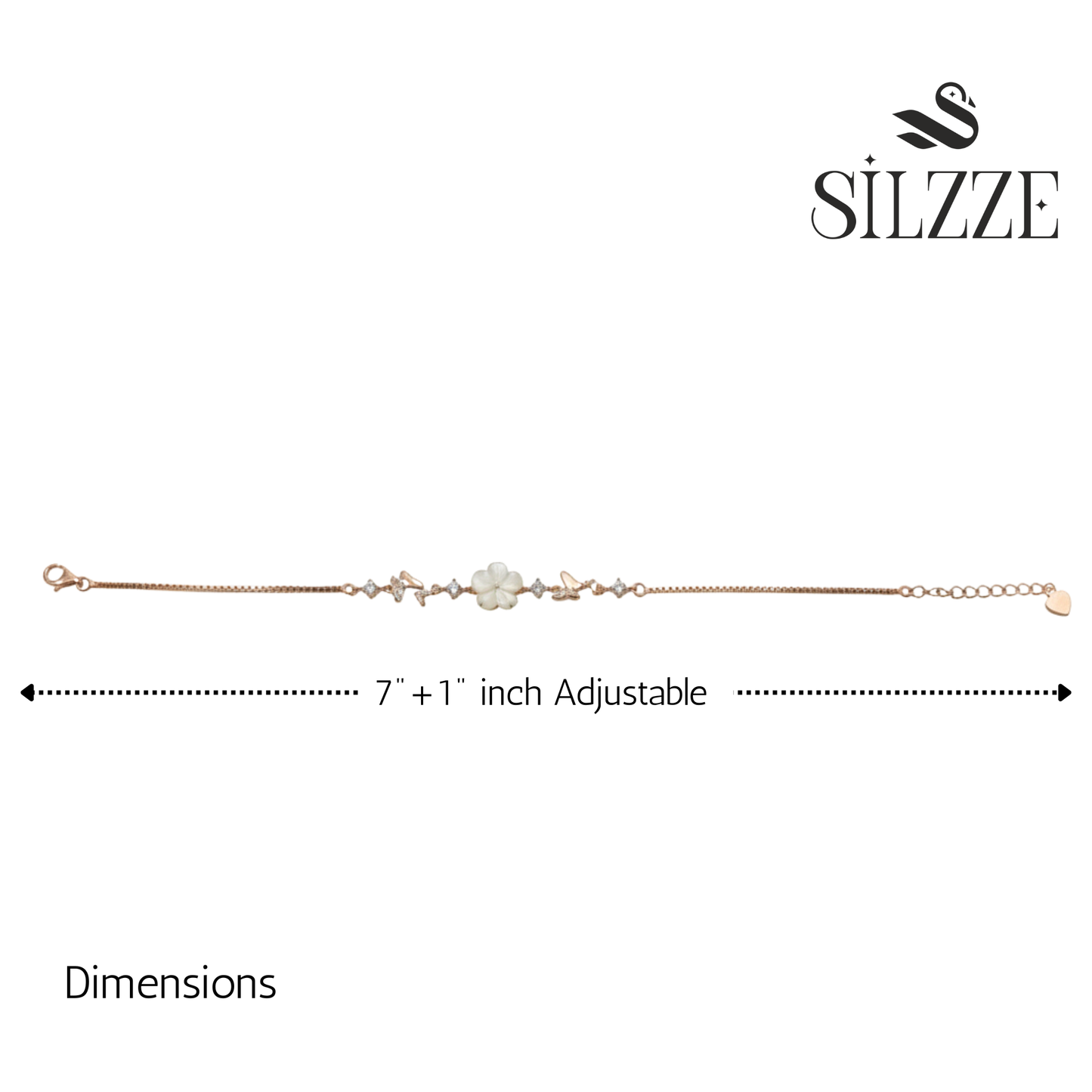 Rose gold Mother of Pearl Butterfly chain bracelet