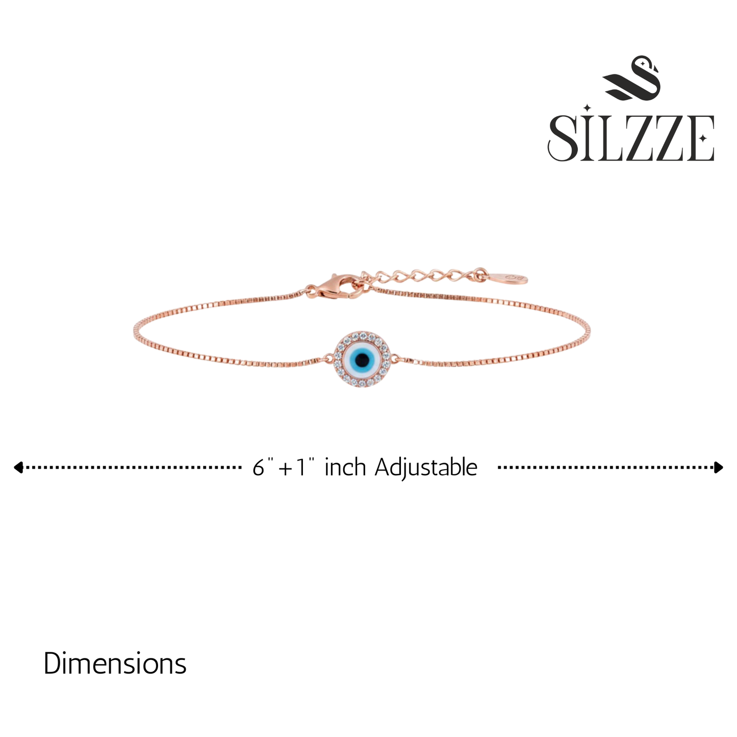 Rose Gold Elegant Evil Eye Sterling Bracelet For Her