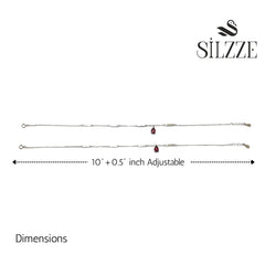 Silver Ruby Teardrop and Bar Stylish Anklet