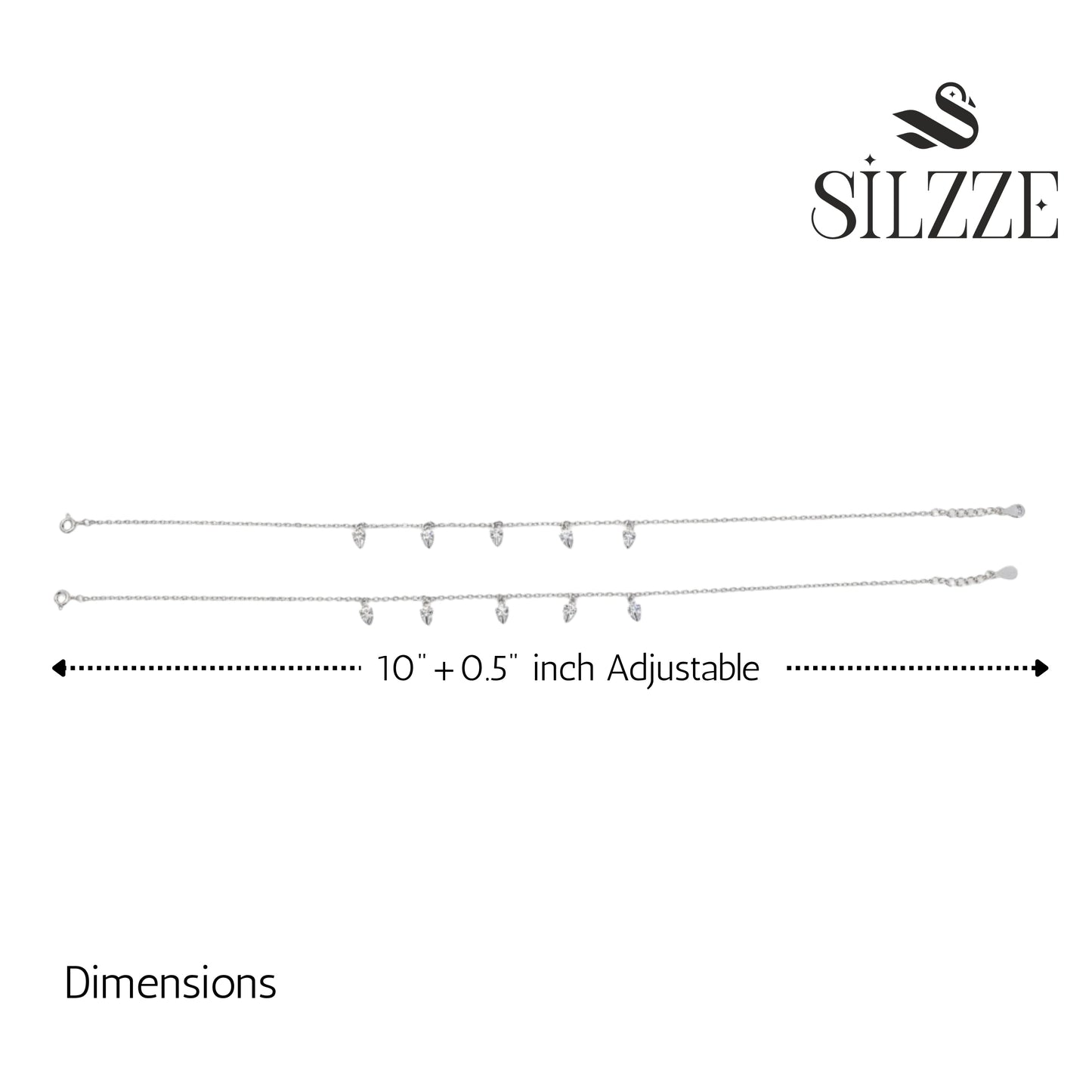 Silver zirconia Diamond Claws anklet for her