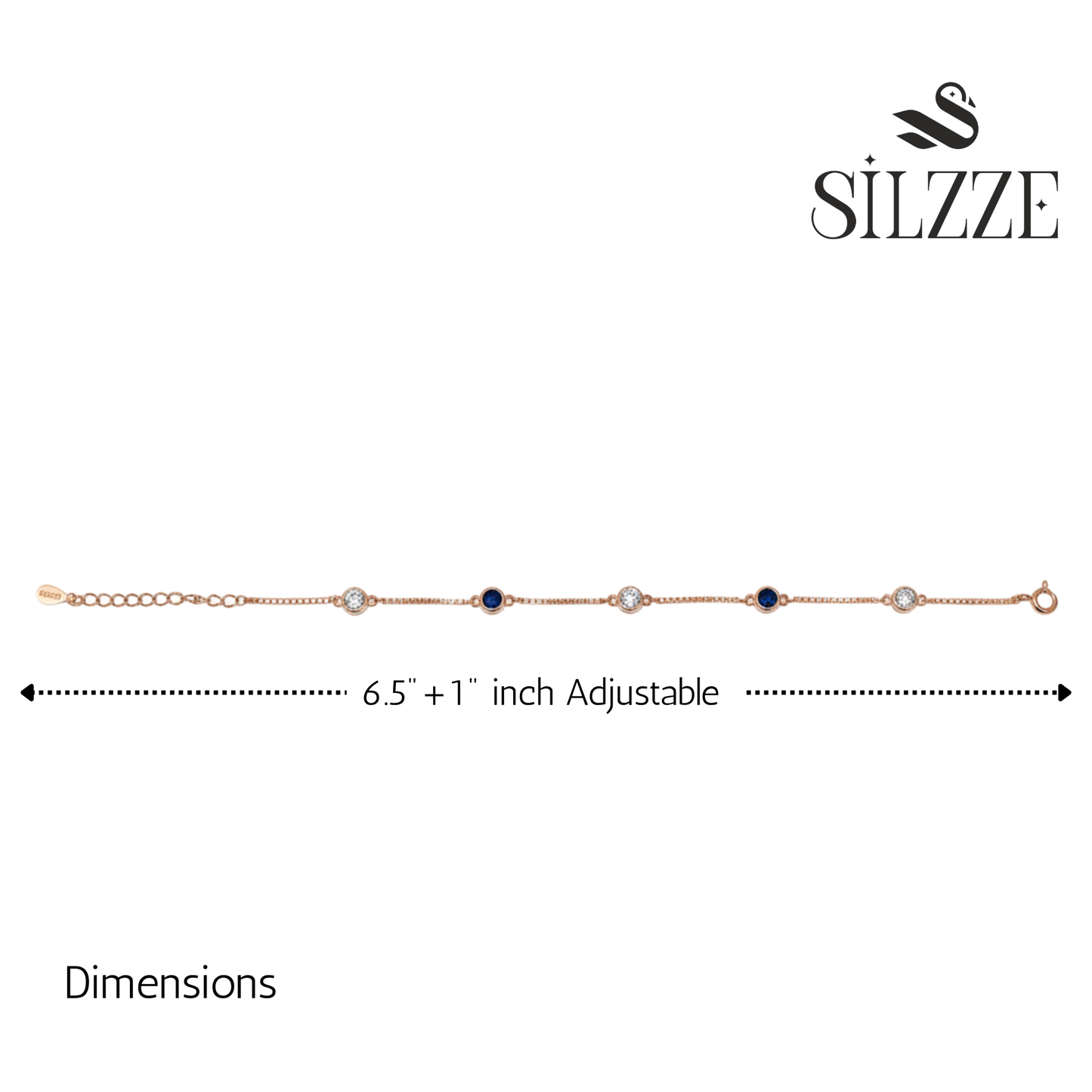 Rose gold Blue Sapphire and CZ Chain Bracelet for her