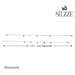 Silver Dazzling Pave Heart charm Anklet for her