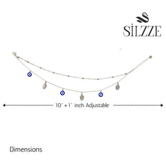 Silver Fancy Evil eye protection Double layered Anklet