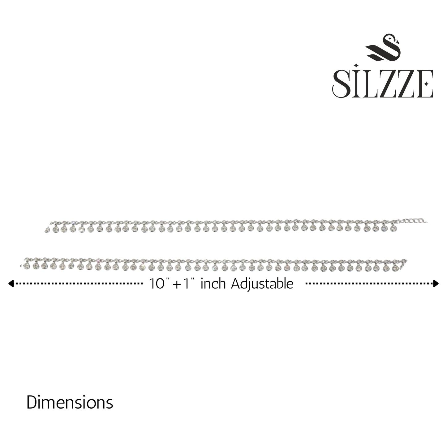 Silver Dancing light diamond cut anklet for her