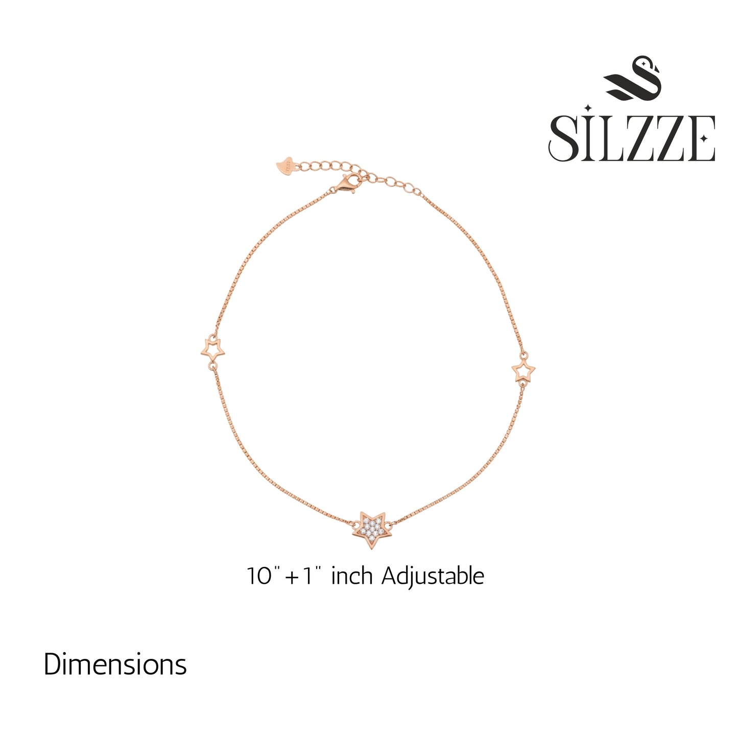 Silver Rose gold star Anklet for her
