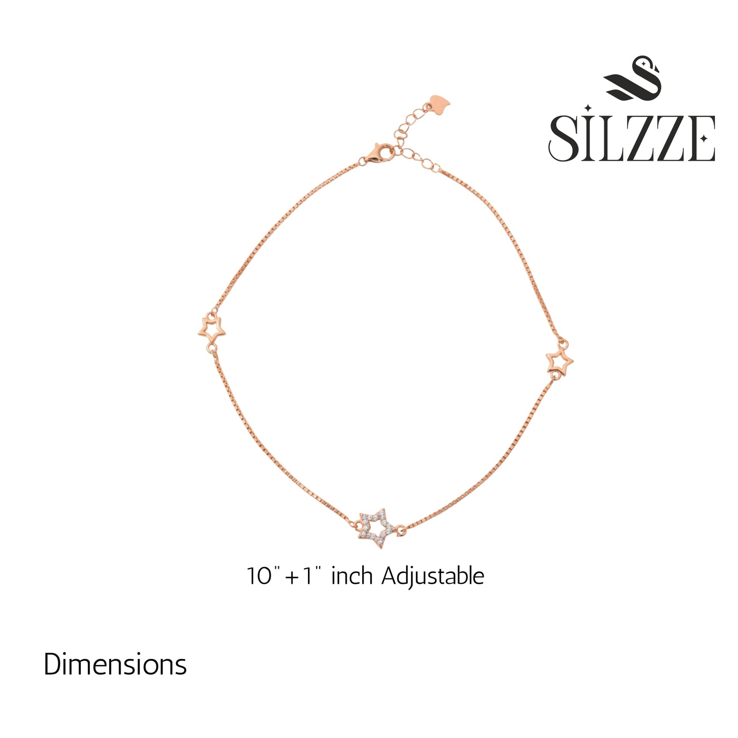 Silver Trendy Rose gold star Anklet for her