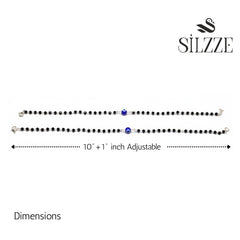 Silver Black beads Evil eye Anklets For her