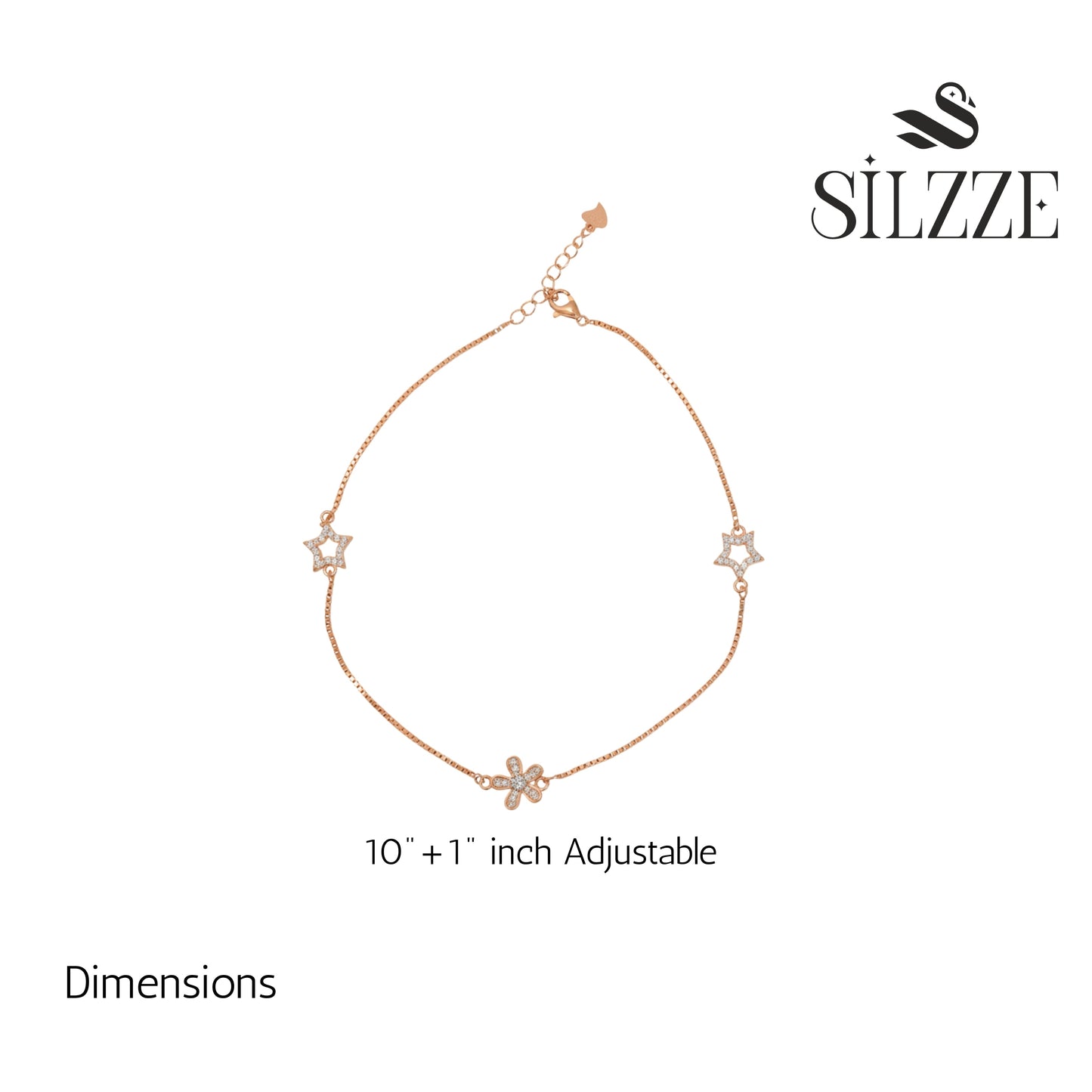 Rose gold Flower and Star Anklet