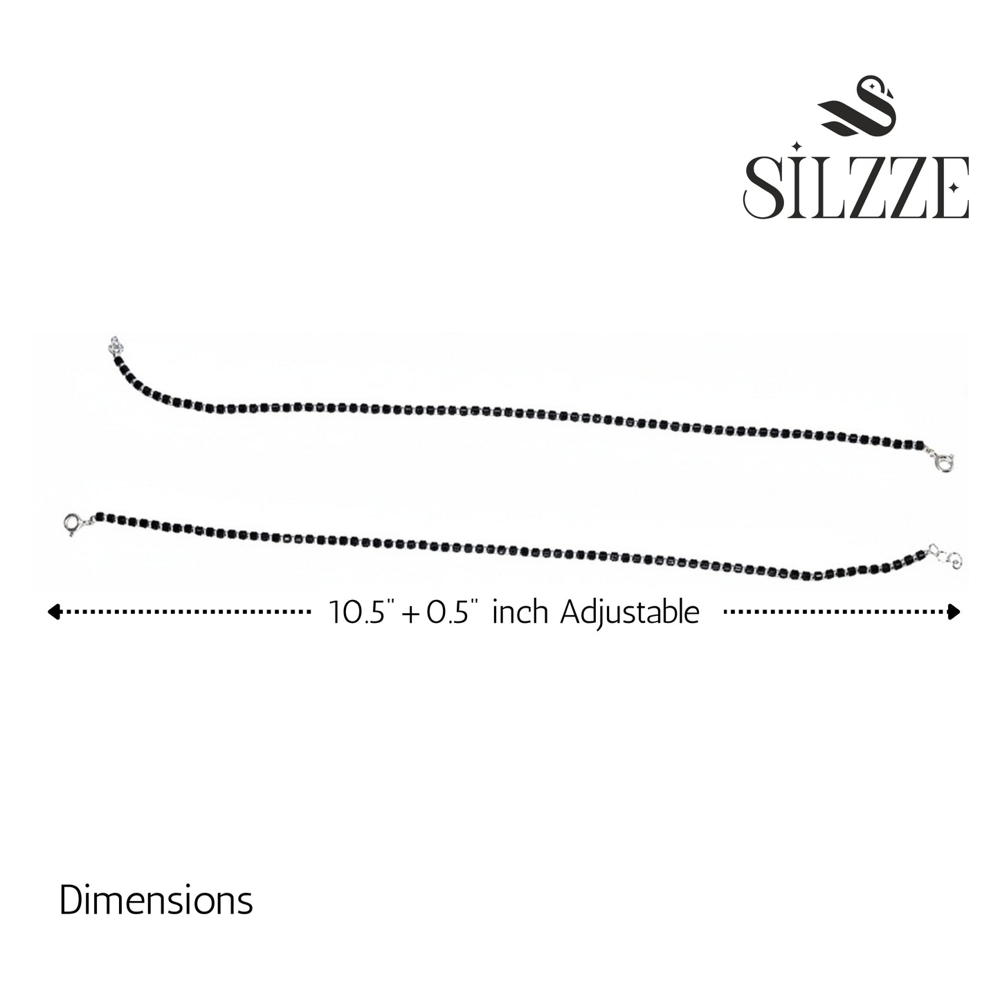 Silver Classic Black beads Anklet For her