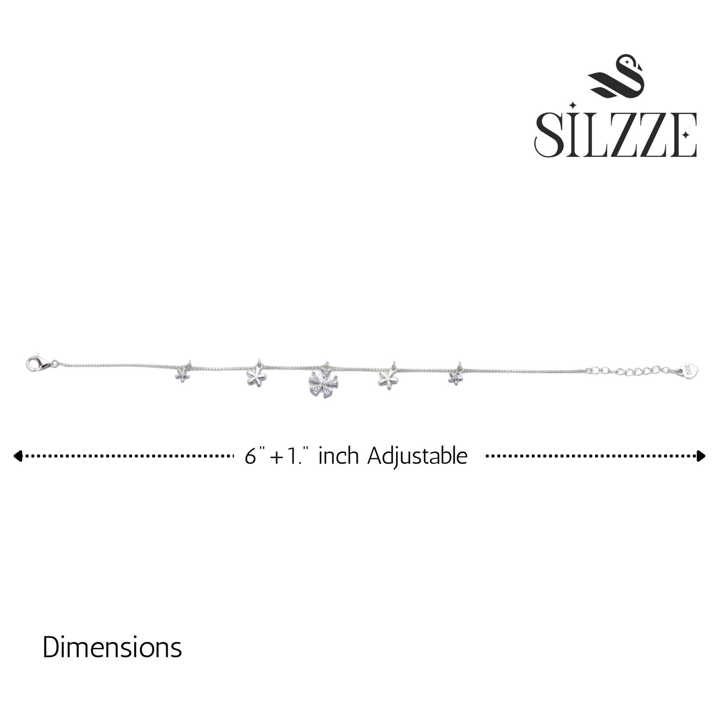 Silver Sparkling Flower Charm Bracelet