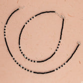 Silver Trendy Textured barrel black beads anklets for her