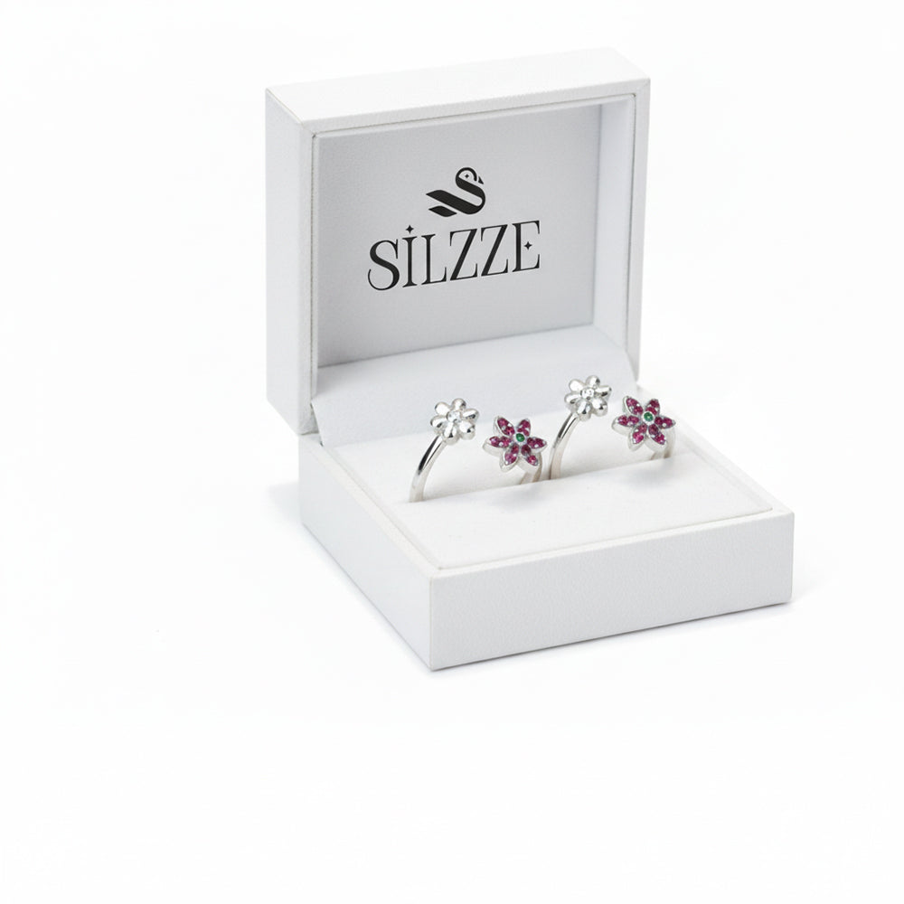 Silver Pink CZ Toe Ring