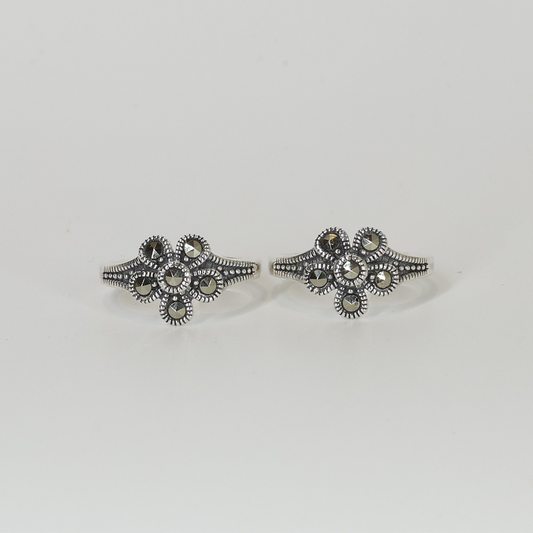 Silver Vintage marcasite Oxidised Toe ring