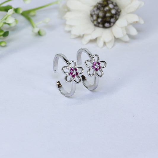 Silver Flower Grace Toe Ring