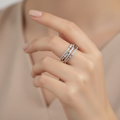 Silver Halo Baguette Ring