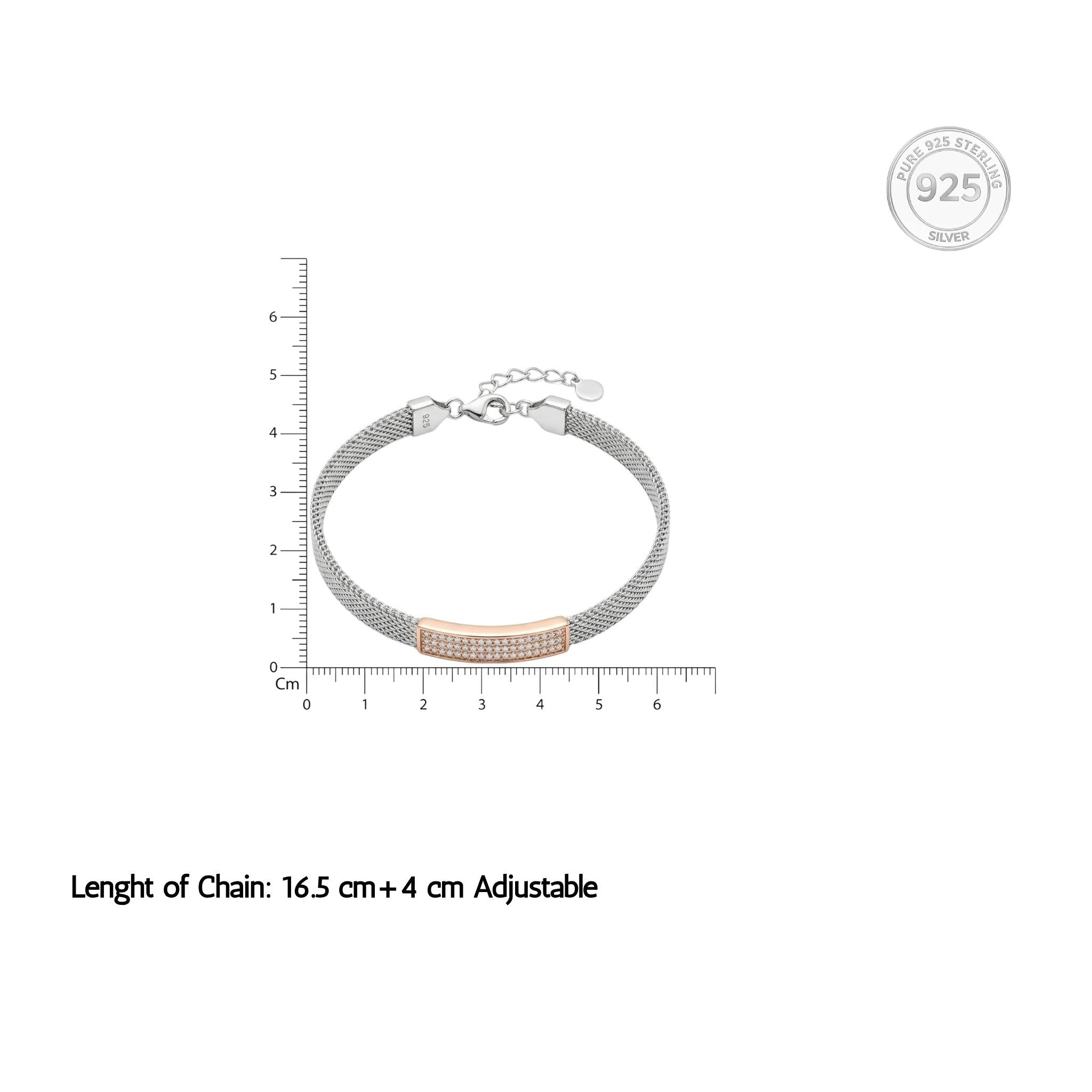 925 Silver Dual Tone Pave Bracelet