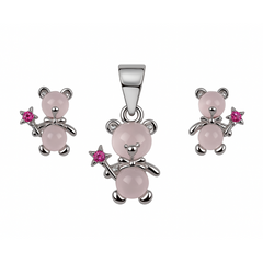 Silver Sweet Teddy Bear Pendant Set for Her