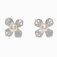 Silver Pearl with Floral Design Earrings