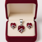 Silver Red Heart Love Pendant Set