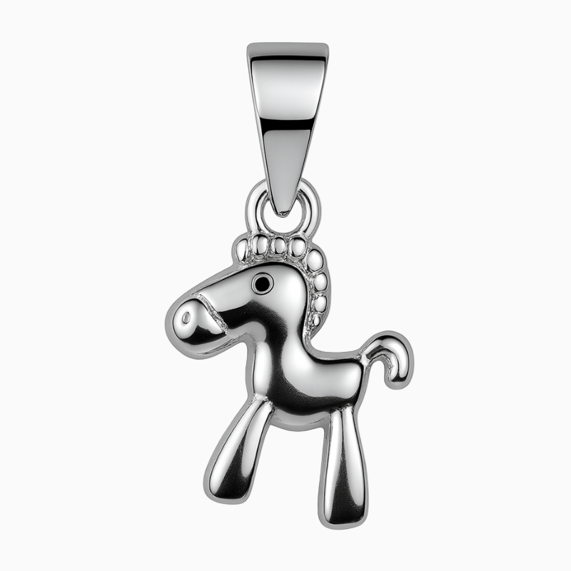 Silver Cute Baby Unicorn Style Pendant Set